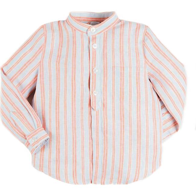 August Stripe Mao Collar Shirt, Orange