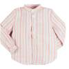 August Stripe Mao Collar Shirt, Orange - Shirts - 1 - thumbnail