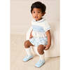 Audrey Toile Peter Pan Collar Hand Smocked Two Piece Set, Blue - Mixed Apparel Set - 2