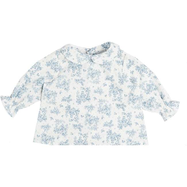 Audrey Toile Peter Pan Collar Long Sleeve Blouse, Blue