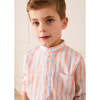 August Stripe Mao Collar Shirt, Orange - Shirts - 5