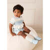Audrey Toile Peter Pan Collar Hand Smocked Two Piece Set, Blue - Mixed Apparel Set - 3