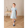 Audrey Toile Hand Smocked Ruffle Collar Short Sleeve Dress, Blue - Dresses - 2