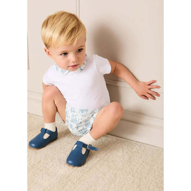 Audrey Toile Peter Pan Collar Bodysuit, Blue - Onesies - 6