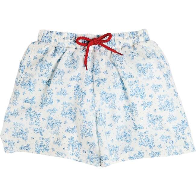 Audrey Toile Drawstring Swim Shorts, Blue