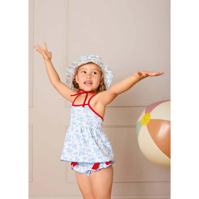 Audrey Toile Beach Hat, Blue