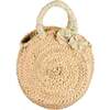 Annie Apple Print Raffia Round Beach Bag, Green - Bags - 1 - thumbnail