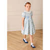 Audrey Toile Hand Smocked Ruffle Collar Short Sleeve Dress, Blue - Dresses - 6
