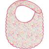 Adelaide Floral Scallop Edge Lined Bib, Pink - Bibs - 1 - thumbnail