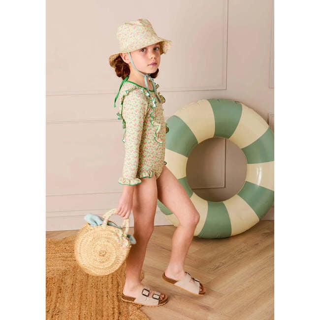 Annie Apple Print Beach Hat, Green - Sun Hats - 4