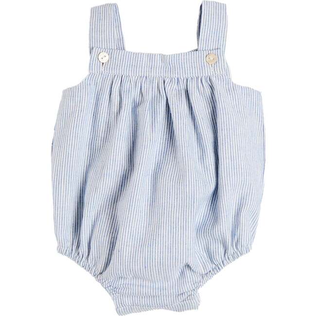 Alexander Stripe Sleeveless Button Detail Romper, Blue