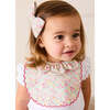 Adelaide Floral Scallop Edge Lined Bib, Pink - Bibs - 2 - thumbnail