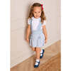 Alexander Stripe Smocked Skirt with Braces, Blue - Skirts - 3 - thumbnail