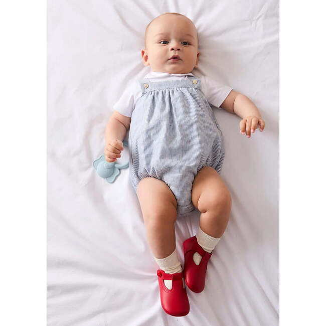 Alexander Stripe Sleeveless Button Detail Romper, Blue - Rompers - 3