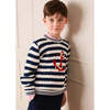 Anchor Motif Cable Knit Sailor Stripe Jumper, Navy - Sweatshirts - 6