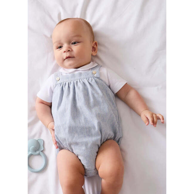 Alexander Stripe Sleeveless Button Detail Romper, Blue - Rompers - 4