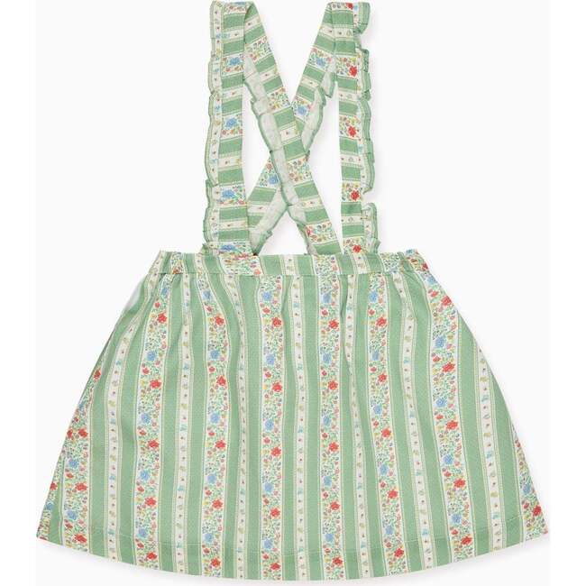 Sage Floral Stripe Reina Girl Pinafore Skirt