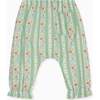 Sage Floral Stripe Forna Baby Girl Trousers - Pants - 2