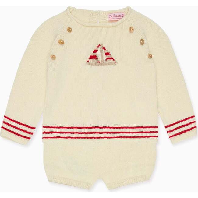 Red Stripe Ancla Cotton Baby Knitted Set