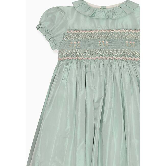 Sage Verity Silk Ceremony Girl Hand-Smocked Dress - Dresses - 3