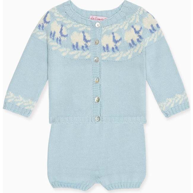 Light Blue Cordero Cotton Baby Knitted Set