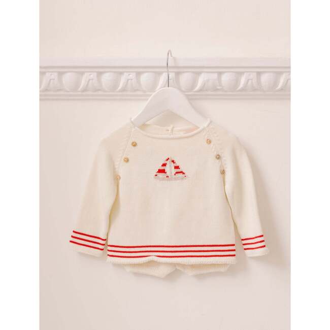 Red Stripe Ancla Cotton Baby Knitted Set - Mixed Apparel Set - 5
