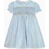 Light Blue Eva Silk Ceremony Girl Hand-Smocked Dress - Dresses - 1 - thumbnail