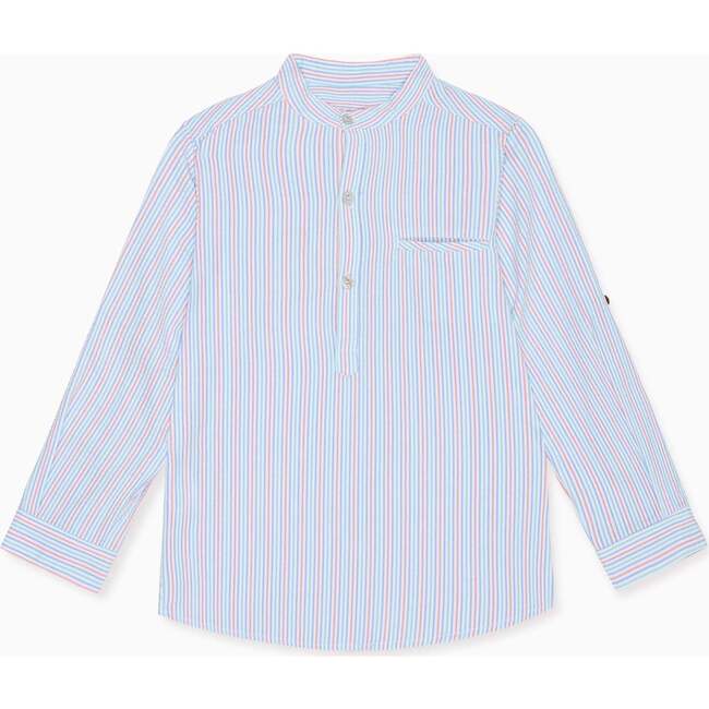 Coral Stripe Mateo Long Sleeve Boy Shirt