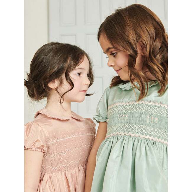 Sage Verity Silk Ceremony Girl Hand-Smocked Dress - Dresses - 6