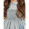 Light Blue Eva Silk Ceremony Girl Hand-Smocked Dress - Dresses - 2