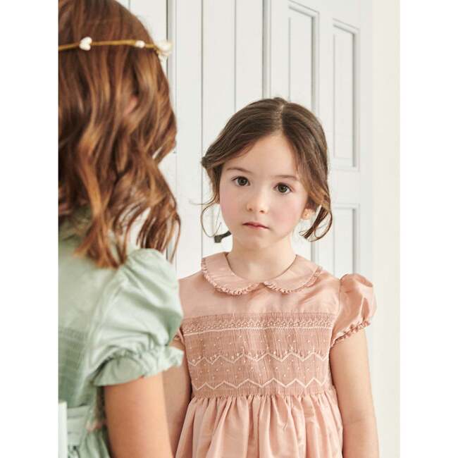 Blush Eleanor Silk Ceremony Girl Hand-Smocked Dress