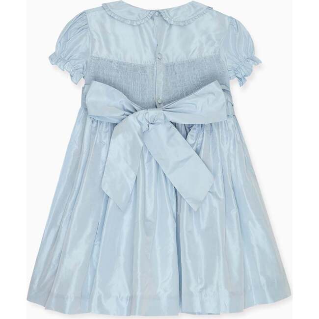 Light Blue Eva Silk Ceremony Girl Hand-Smocked Dress - Dresses - 4