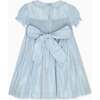 Light Blue Eva Silk Ceremony Girl Hand-Smocked Dress - Dresses - 4