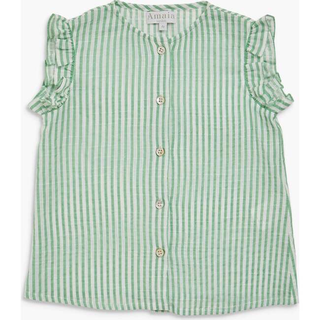 Noemie Top Mint Stripe Crepon