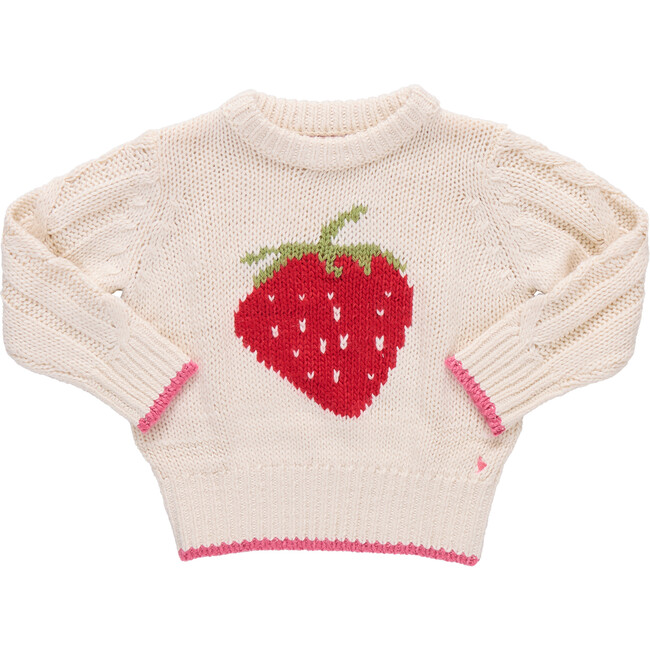 Girls Haven Sweater - Cream Strawberry Cream Strawberry