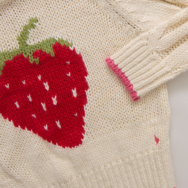 Girls Haven Sweater - Cream Strawberry Cream Strawberry