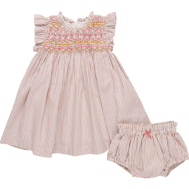 Baby Girls Stevie Dress - Tawny Brown Stripe Tawny Brown Stripe