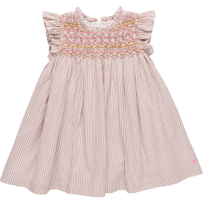 Girls Stevie Dress - Tawny Brown Stripe Tawny Brown Stripe