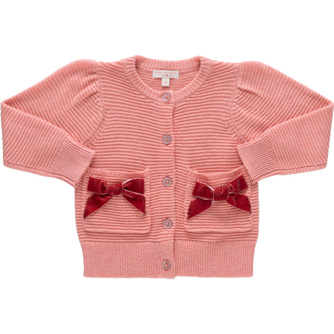 Girls Bow Pocket Sweater - Red Velvet Bows Red Velvet Bows