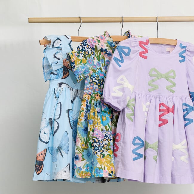 Girls Autumn Dress - Blue Large Sketched Floral Blue Large Sketched Floral - Dresses - 3