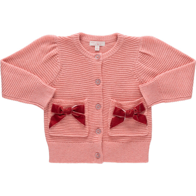 Baby Girls Bow Pocket Sweater - Red Velvet Bows Red Velvet Bows