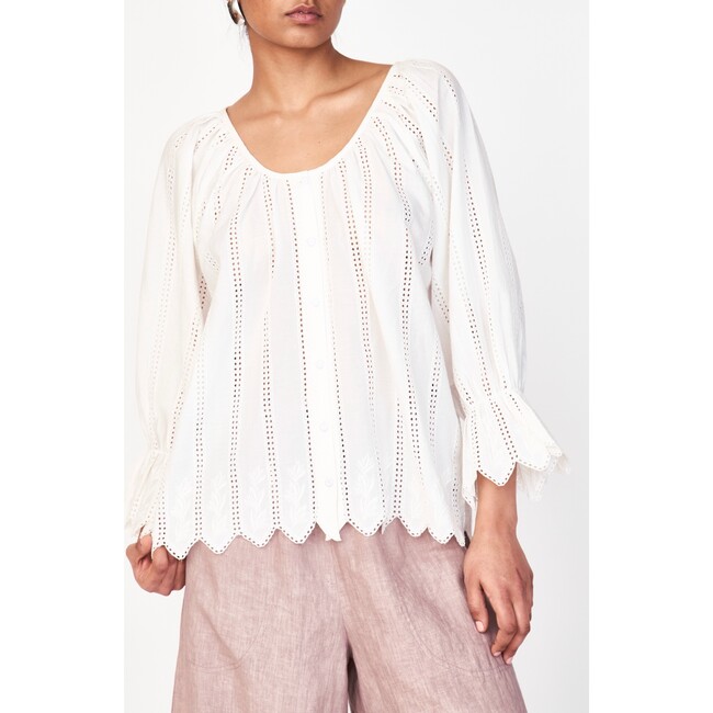 Seville Top, White Vine Eyelet - Blouses - 7