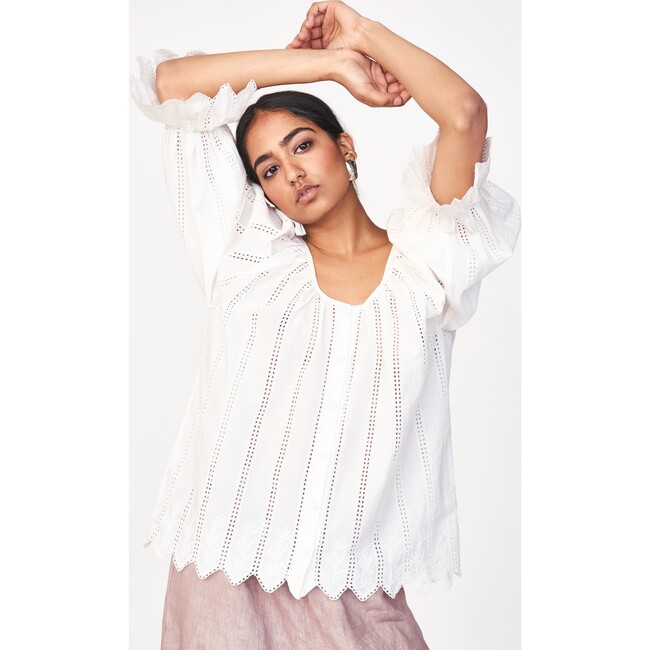 Seville Top, White Vine Eyelet - Blouses - 8