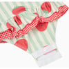 Strawberry and Green Stripe Frill Long Sleeve Swimsuit - One Pieces - 5 - thumbnail