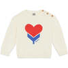 BONTON Misty Tulip Heart Sweater, Ecru - Sweaters - 1 - thumbnail