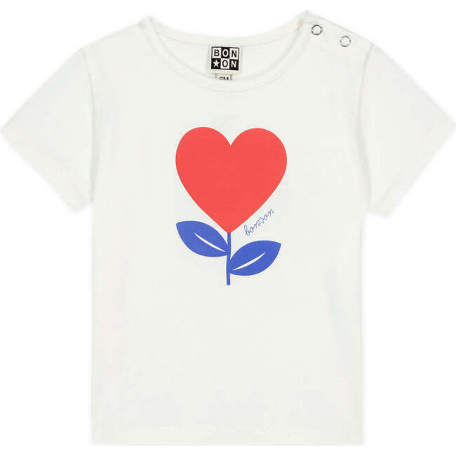 BONTON Livo Coeur Baby T-Shirt, Ecru Bonton