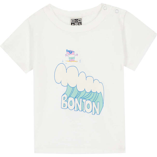 BONTON Tuba Wave Baby T-Shirt, Ecru Bonton