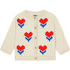 BONTON Nina Tulip Hearts Baby Cardigan, Ecru - Cardigans - 1 - thumbnail