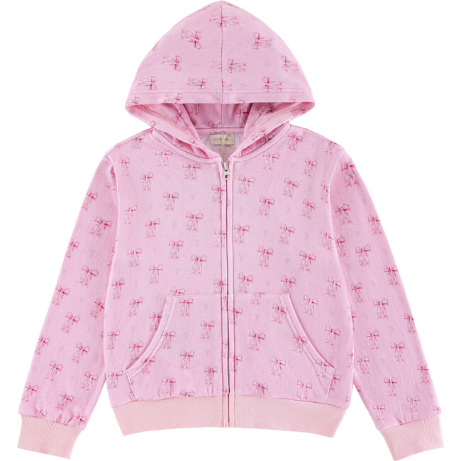Soft Fleece Zip-up Hoodie, Lovely Bow