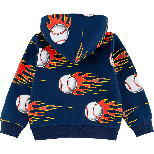 Soft Fleece Zip-up Hoodie, Baseball Fire